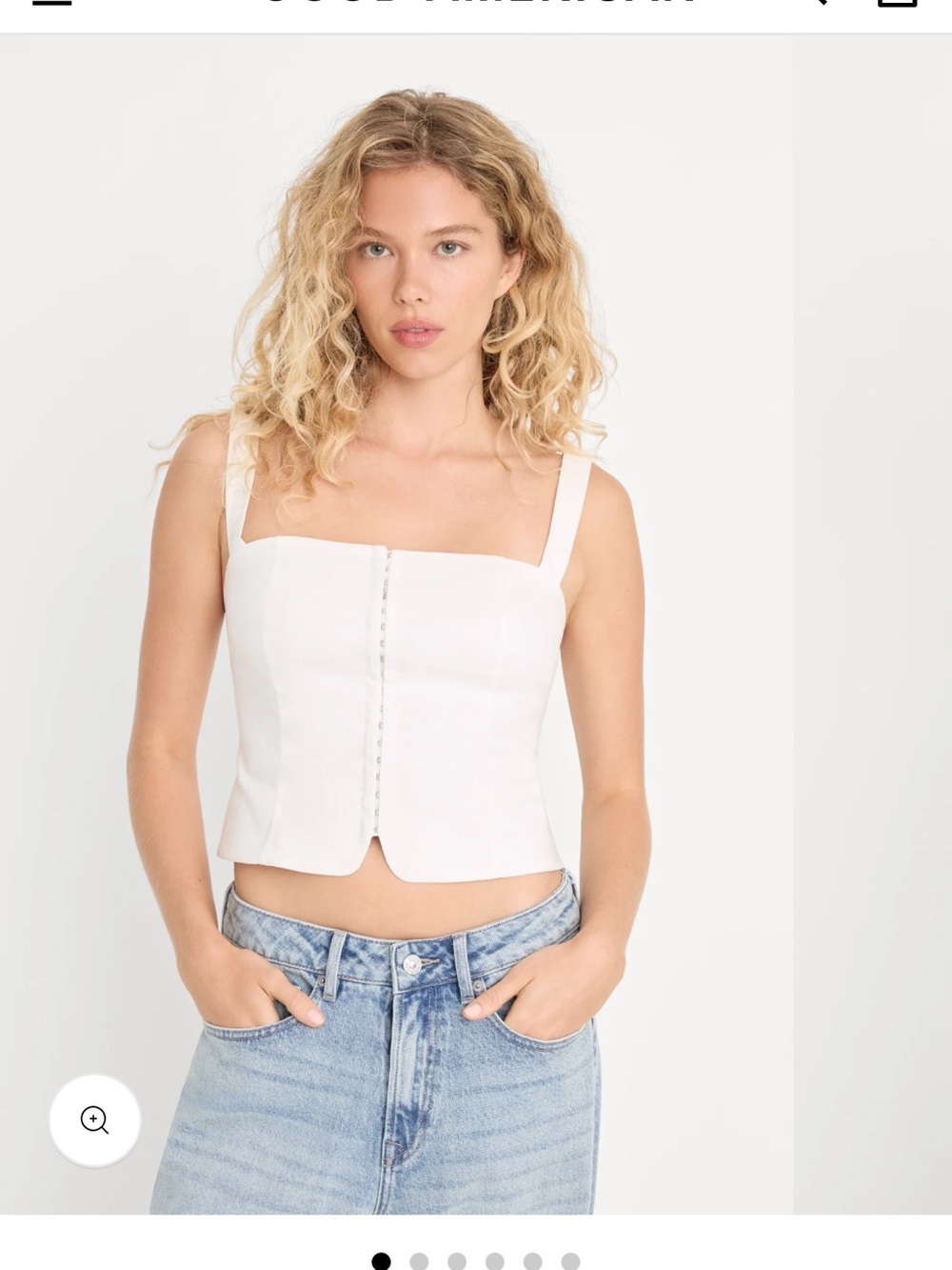 Good American White Square-Neck Hook-and-Eye Crop Camisole